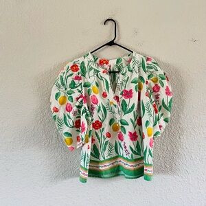 Floral Spring Puff Sleeve Blouse